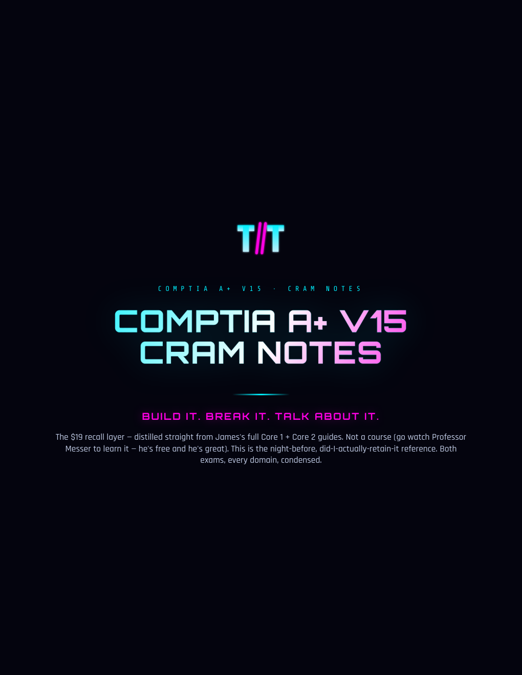 CompTIA A+ V15 Cram Notes cover