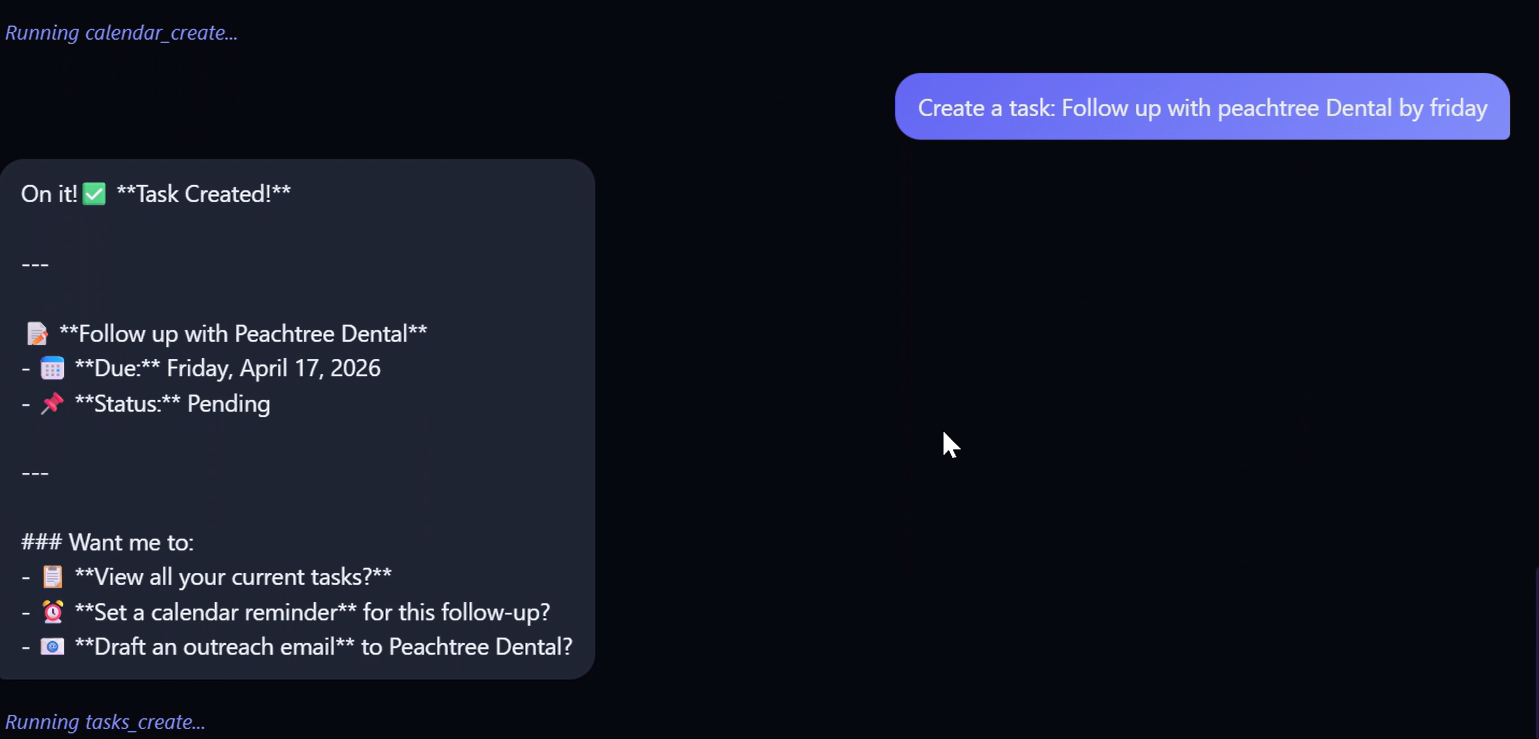 J-Bot creating a Google Task with due date